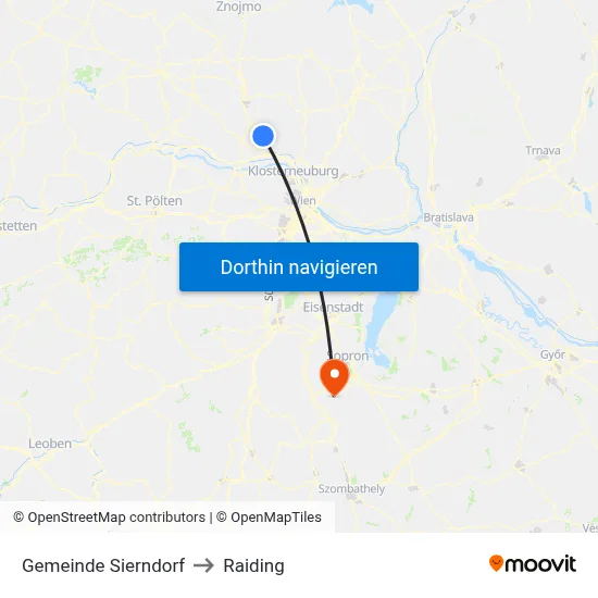Gemeinde Sierndorf to Raiding map