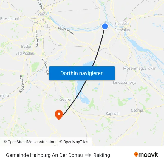 Gemeinde Hainburg An Der Donau to Raiding map