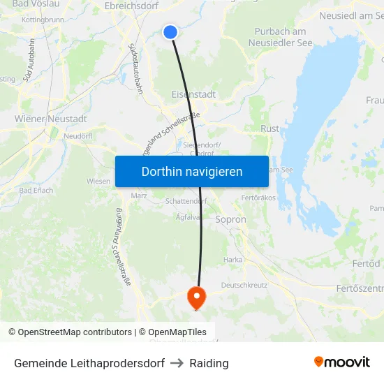 Gemeinde Leithaprodersdorf to Raiding map