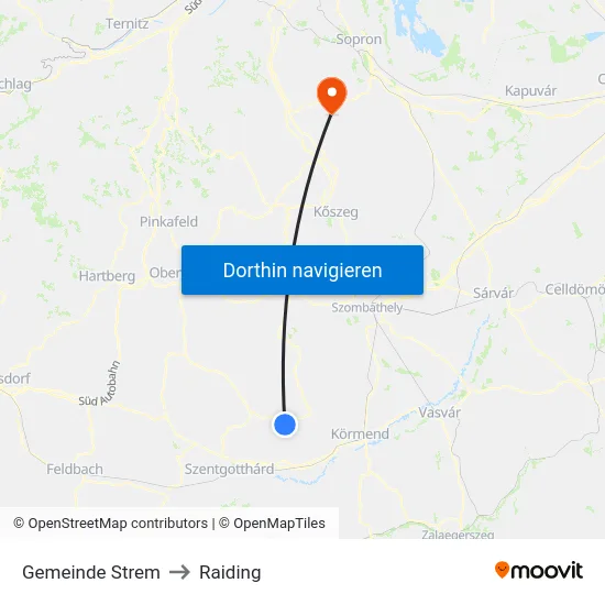 Gemeinde Strem to Raiding map