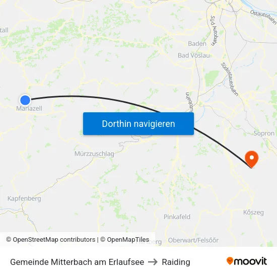 Gemeinde Mitterbach am Erlaufsee to Raiding map