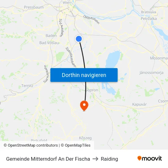 Gemeinde Mitterndorf An Der Fischa to Raiding map