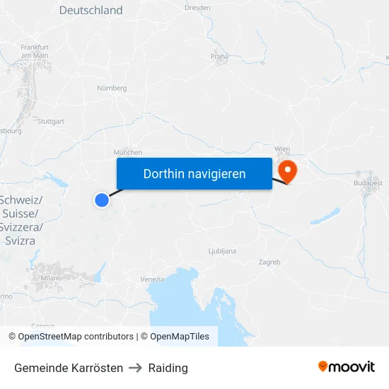 Gemeinde Karrösten to Raiding map