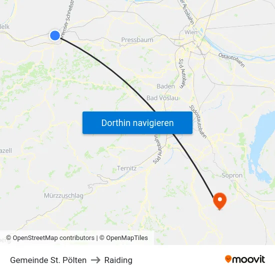 Gemeinde St. Pölten to Raiding map