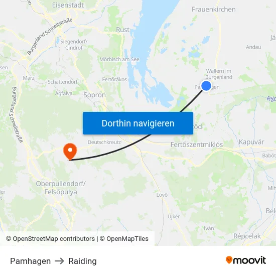 Pamhagen to Raiding map