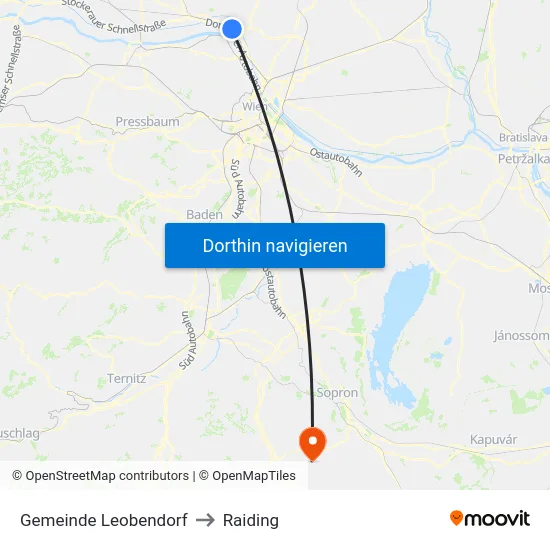 Gemeinde Leobendorf to Raiding map