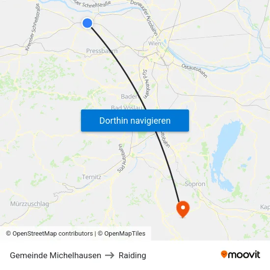 Gemeinde Michelhausen to Raiding map