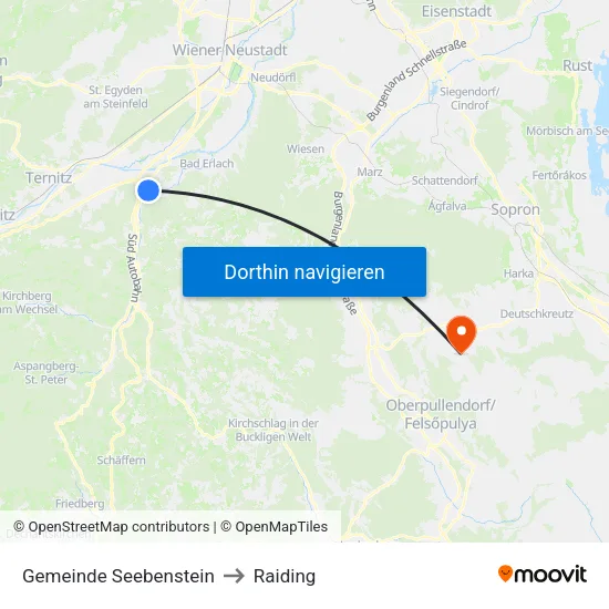 Gemeinde Seebenstein to Raiding map