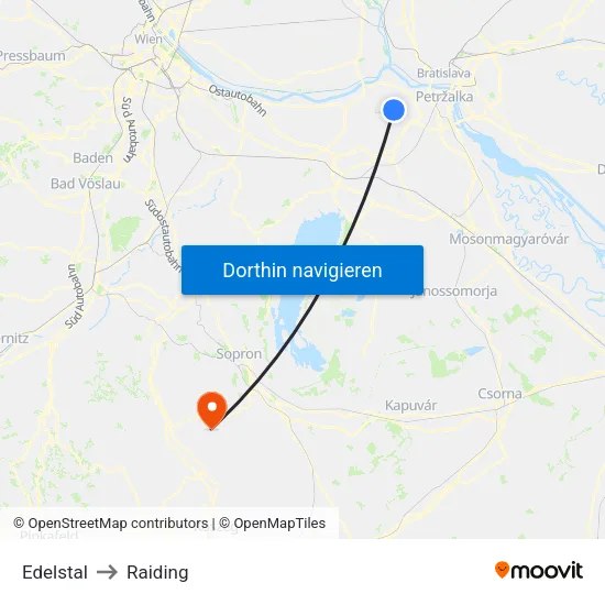 Edelstal to Raiding map