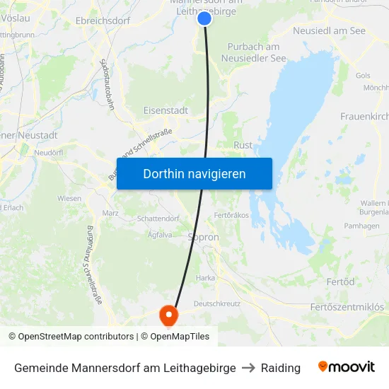 Gemeinde Mannersdorf am Leithagebirge to Raiding map