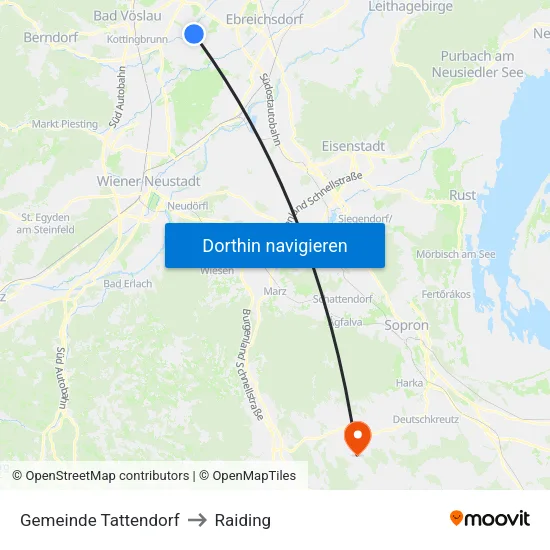 Gemeinde Tattendorf to Raiding map