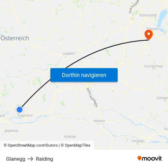 Glanegg to Raiding map