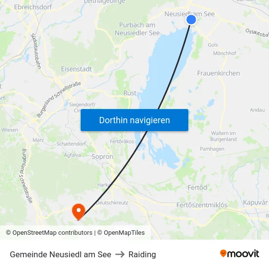 Gemeinde Neusiedl am See to Raiding map