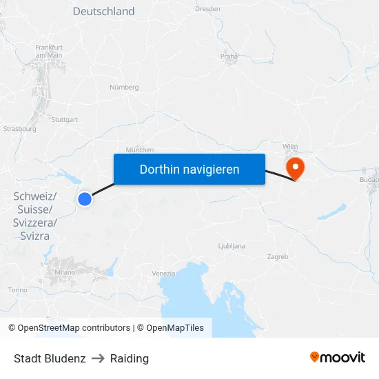 Stadt Bludenz to Raiding map