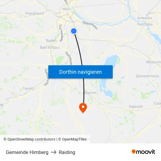 Gemeinde Himberg to Raiding map