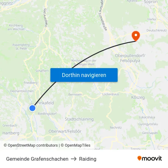 Gemeinde Grafenschachen to Raiding map