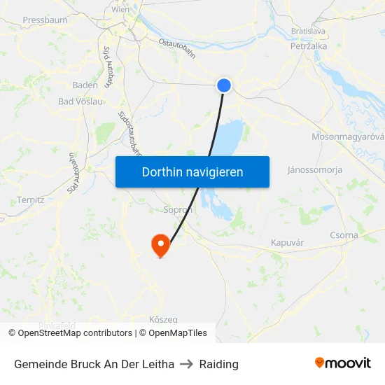 Gemeinde Bruck An Der Leitha to Raiding map