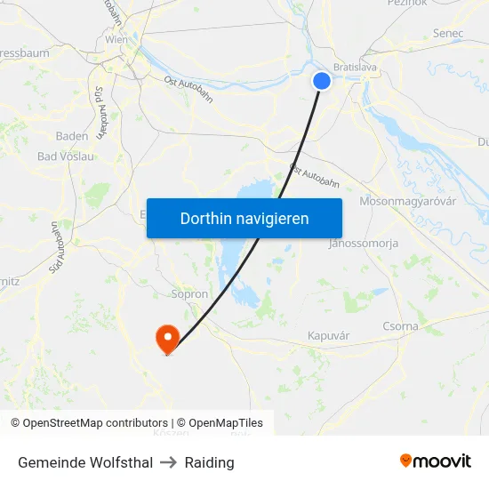 Gemeinde Wolfsthal to Raiding map