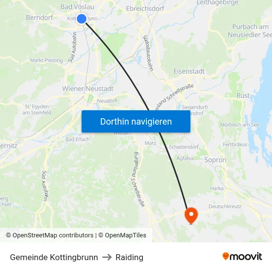 Gemeinde Kottingbrunn to Raiding map