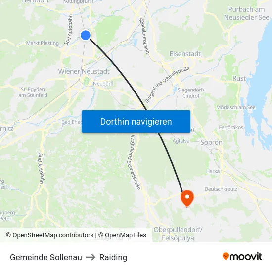 Gemeinde Sollenau to Raiding map