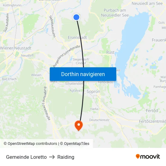 Gemeinde Loretto to Raiding map