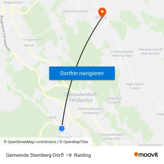 Gemeinde Steinberg-Dörfl to Raiding map