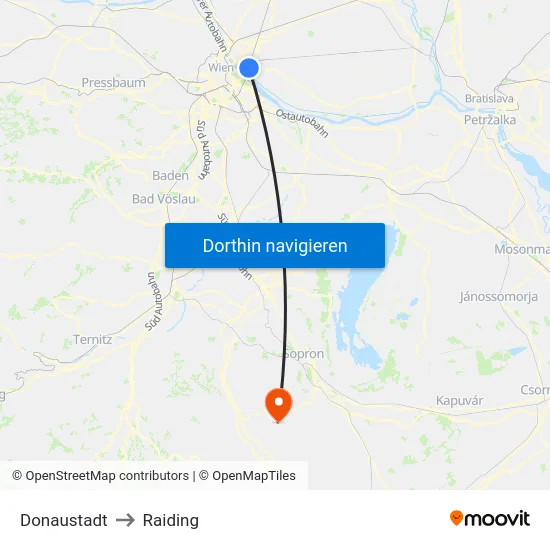 Donaustadt to Raiding map