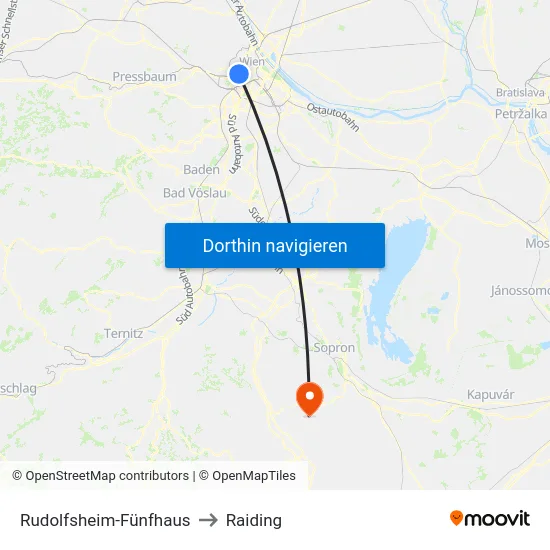 Rudolfsheim-Fünfhaus to Raiding map