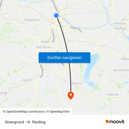 Alsergrund to Raiding map