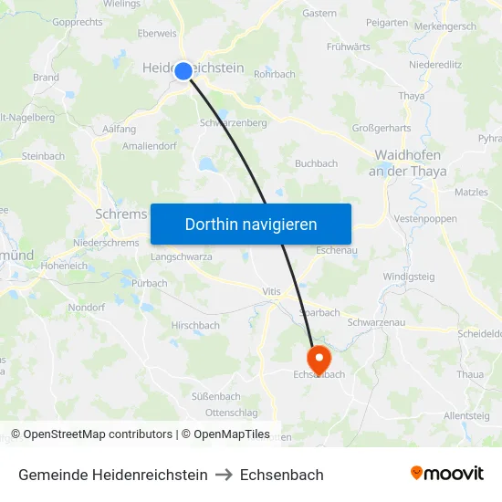 Gemeinde Heidenreichstein to Echsenbach map