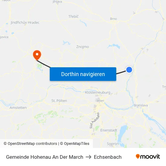 Gemeinde Hohenau An Der March to Echsenbach map
