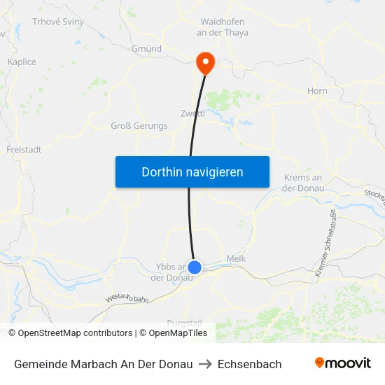 Gemeinde Marbach An Der Donau to Echsenbach map