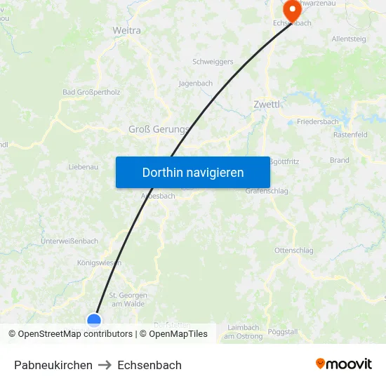 Pabneukirchen to Echsenbach map