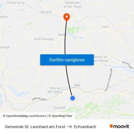 Gemeinde St. Leonhard am Forst to Echsenbach map
