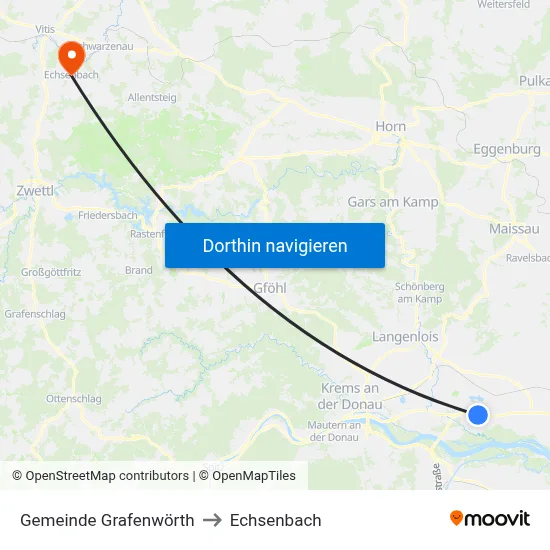 Gemeinde Grafenwörth to Echsenbach map