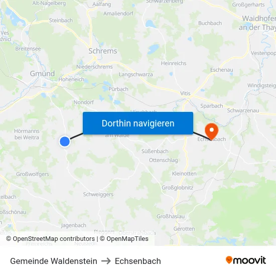 Gemeinde Waldenstein to Echsenbach map
