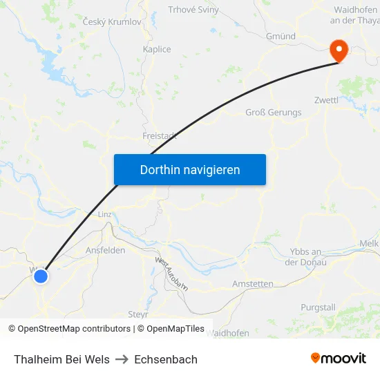 Thalheim Bei Wels to Echsenbach map