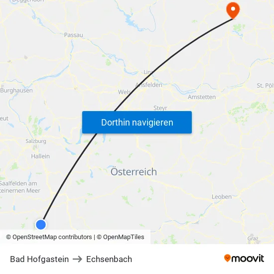 Bad Hofgastein to Echsenbach map
