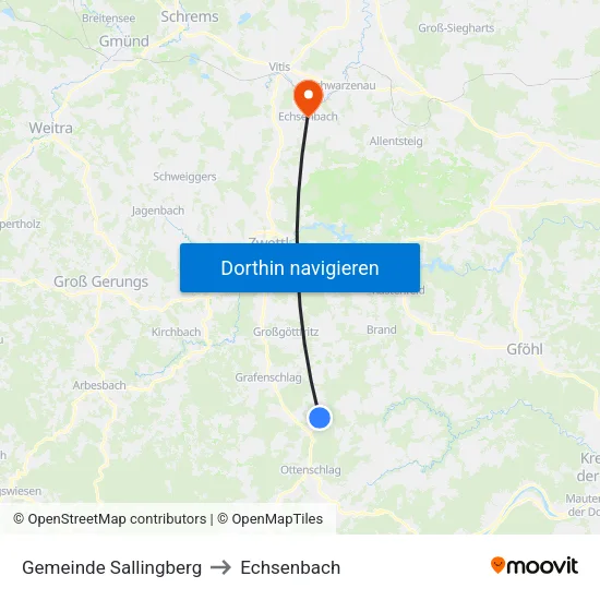 Gemeinde Sallingberg to Echsenbach map
