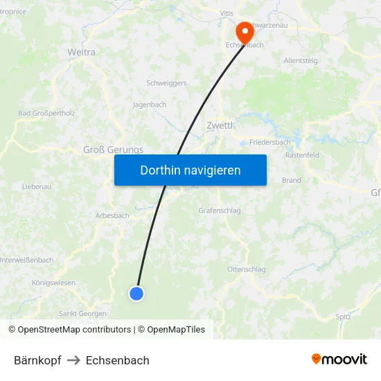 Bärnkopf to Echsenbach map