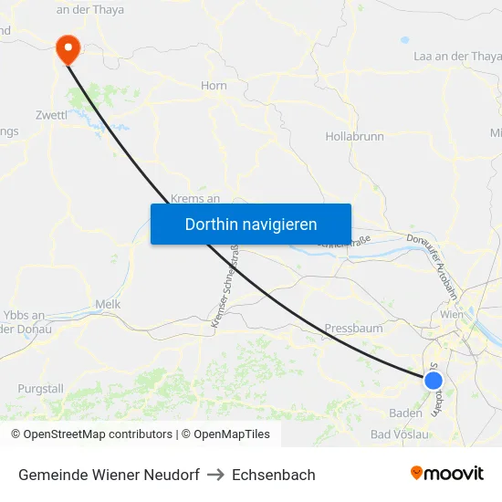 Gemeinde Wiener Neudorf to Echsenbach map