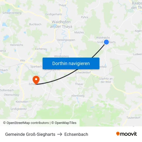 Gemeinde Groß-Siegharts to Echsenbach map