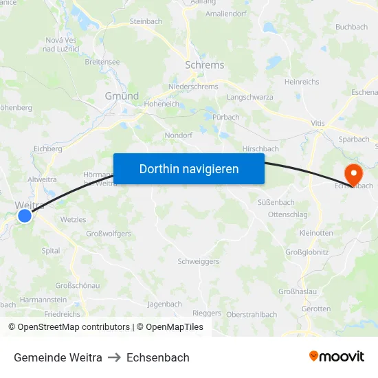 Gemeinde Weitra to Echsenbach map