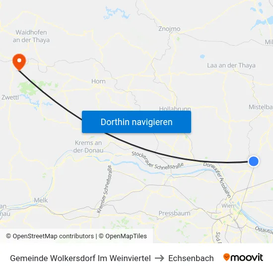 Gemeinde Wolkersdorf Im Weinviertel to Echsenbach map