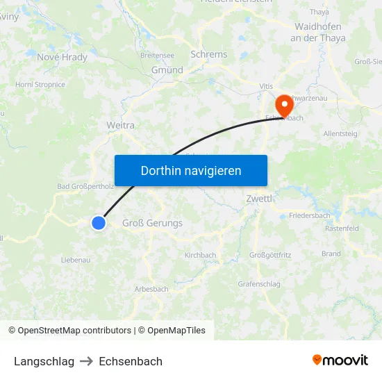 Langschlag to Echsenbach map