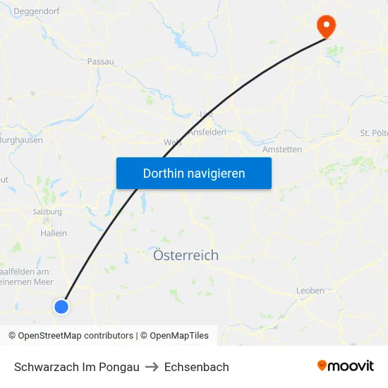 Schwarzach Im Pongau to Echsenbach map