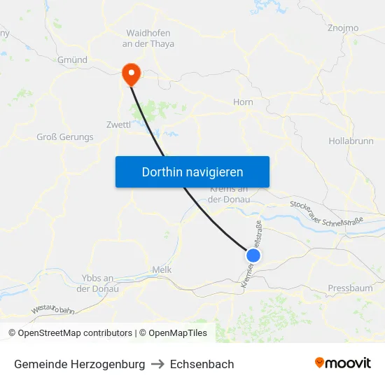 Gemeinde Herzogenburg to Echsenbach map