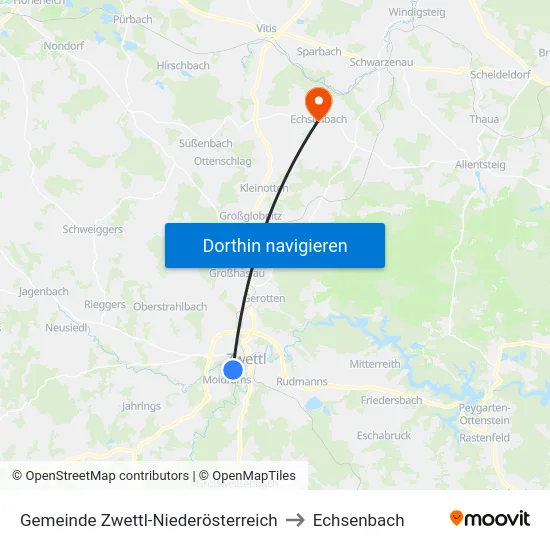 Gemeinde Zwettl-Niederösterreich to Echsenbach map