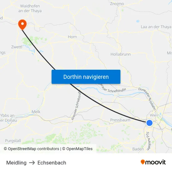 Meidling to Echsenbach map