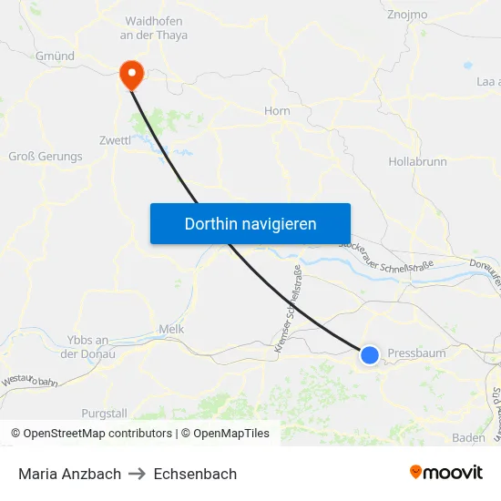 Maria Anzbach to Echsenbach map